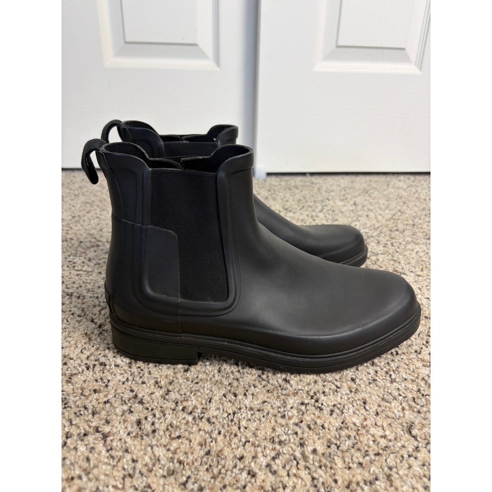 Hunter Chelsea Boot Mens 8 Refined Slim Fit Waterproof Rain Rubber Black Outdoor